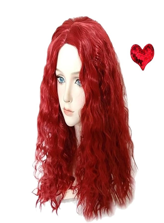 زيّ أحمر من Uivic للبنات - زيّ Rise of Red، طقم قميص وسترة وبنطال على شكل قلب مع شعر مستعار، مناسب لحفلات الهالوين للأطفال (أحمر داكن، 7-8 سنوات) - Image 4